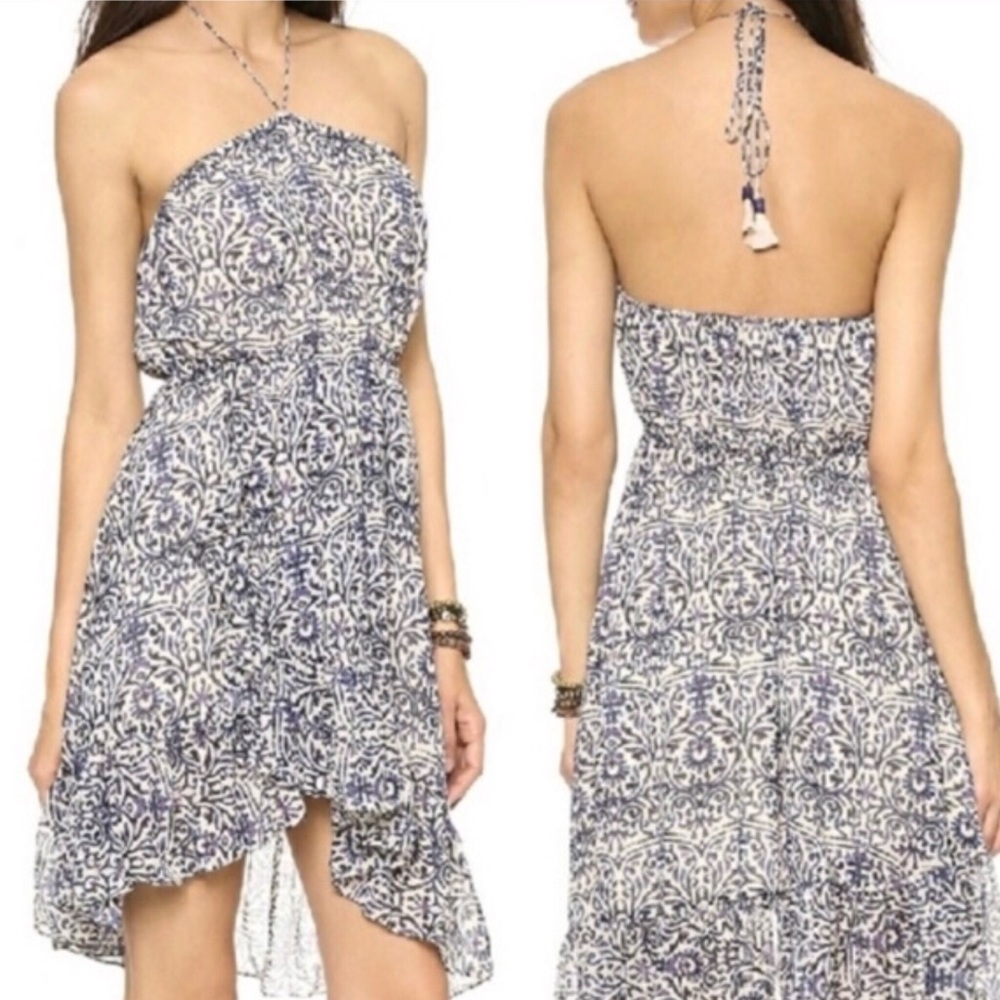 Free People Boho Halter Asymmetrical Ruffle Dress